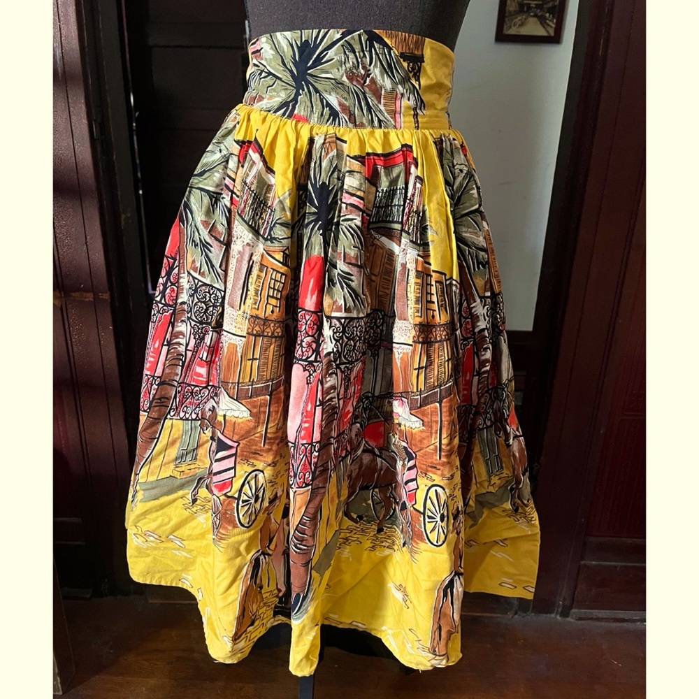 Trashy diva French quarter vintage pinup souvenir 3/4 cotton circle skirt